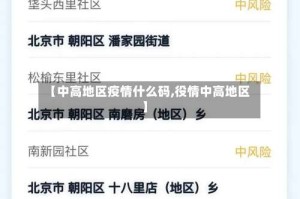 【中高地区疫情什么码,役情中高地区】