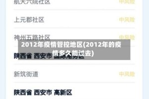 2012年疫情管控地区(2012年的疫情多久能过去)